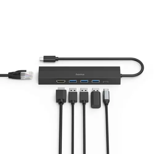 Hub USB-C HAMA, multiport, 6 porturi, 3 x USB-A, USB-C, HDMI, LAN/Ethernet - 4