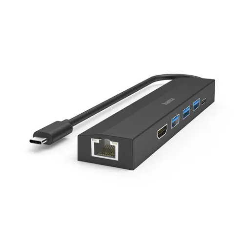 USB-C hub HAMA, multiport, 6 θύρες, 3 x USB-A, USB-C, HDMI, LAN/Ethernet - 8
