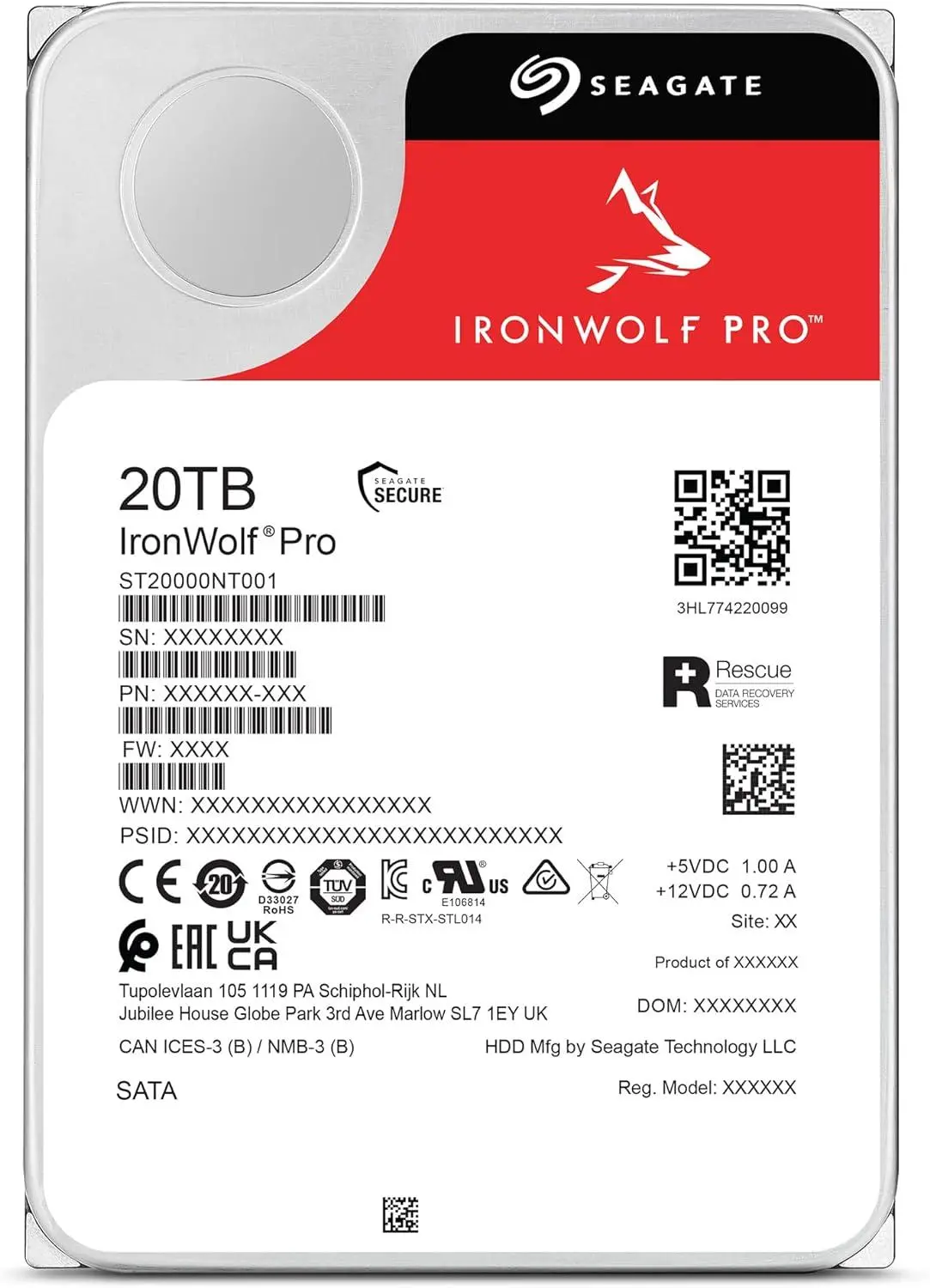 Хард диск SEAGATE IronWolf ST20000NT001, 20TB, 256MB Cache, SATA 6.0Gb/s - image 1
