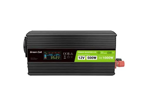 Invertor GREEN CELL, 12/220V, DC/AC, 500W/1000W INVGC12P500LCD LCD, Sinusoidă pură - 2