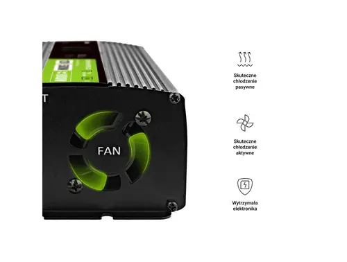 Inverter GREEN CELL, 12/220V, DC/AC, 500W/1000W INVGC12P500LCD LCD, Καθαρό ημίτονο - 5