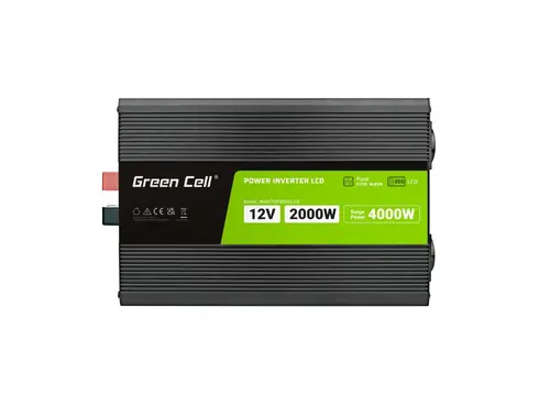Инвертор GREEN CELL, 12/220V, DC/AC, 2000W/4000W, INVGCP2000LCD  LCD Чиста синусоида - image 1