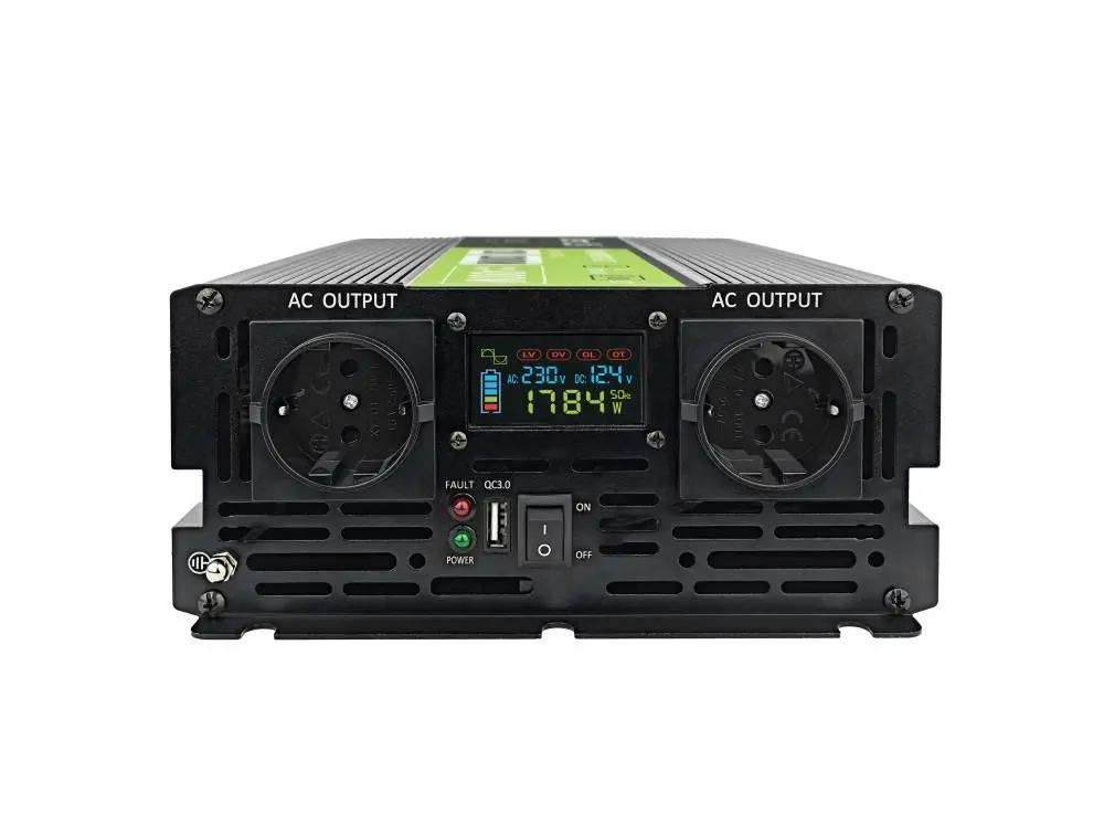 Инвертор GREEN CELL, 12/220V, DC/AC, 2000W/4000W, INVGCP2000LCD LCD Чиста синусоида - image 2