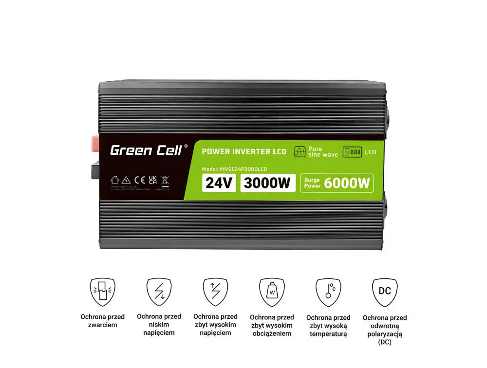 Инвертор GREEN CELL, 24/220V,  DC/AC, 3000W/6000W, чиста синусоида - image 3