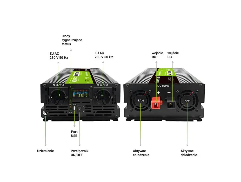 Инвертор GREEN CELL, 24/220V,  DC/AC, 3000W/6000W, чиста синусоида - image 4