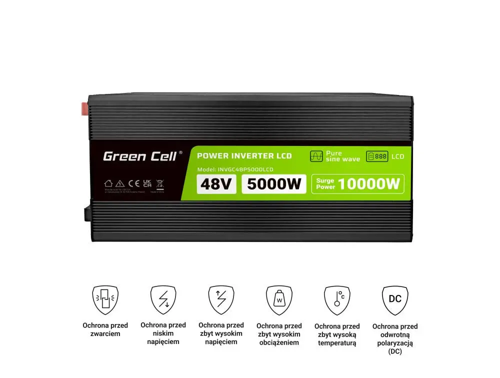 Инвертор GREEN CELL, 48/220V,  DC/AC, 5000W/10000W,INVGCP5000LCD  LCD чиста синусоида - image 4