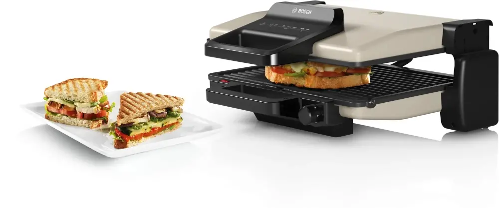 Контактен грил, Bosch TCG3302, Contact grill 3 in 1, 2000 W, Removable aluminum grill plates with non-stick ceramic coating, silver - image 6