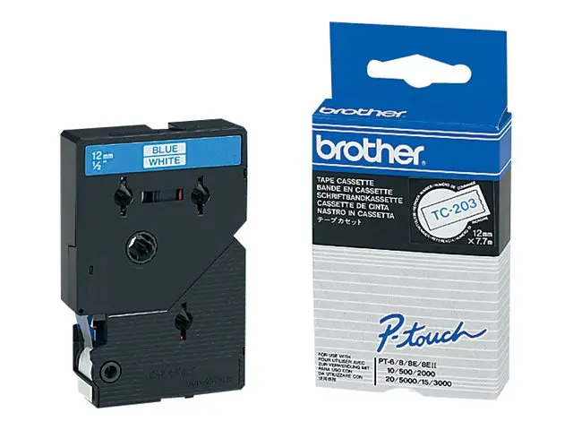 BROTHER P-Touch TC-203 blue on white 12mm - image 1
