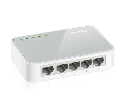 Switch TP-Link TL-SF1005D, Επιτραπέζιο switch 5 θυρών RJ45 10/100Mbps, Χωρίς ανεμιστήρα, Auto Negotiation/Auto MDI/MDIX, Πλαστικό περίβλημα - 1