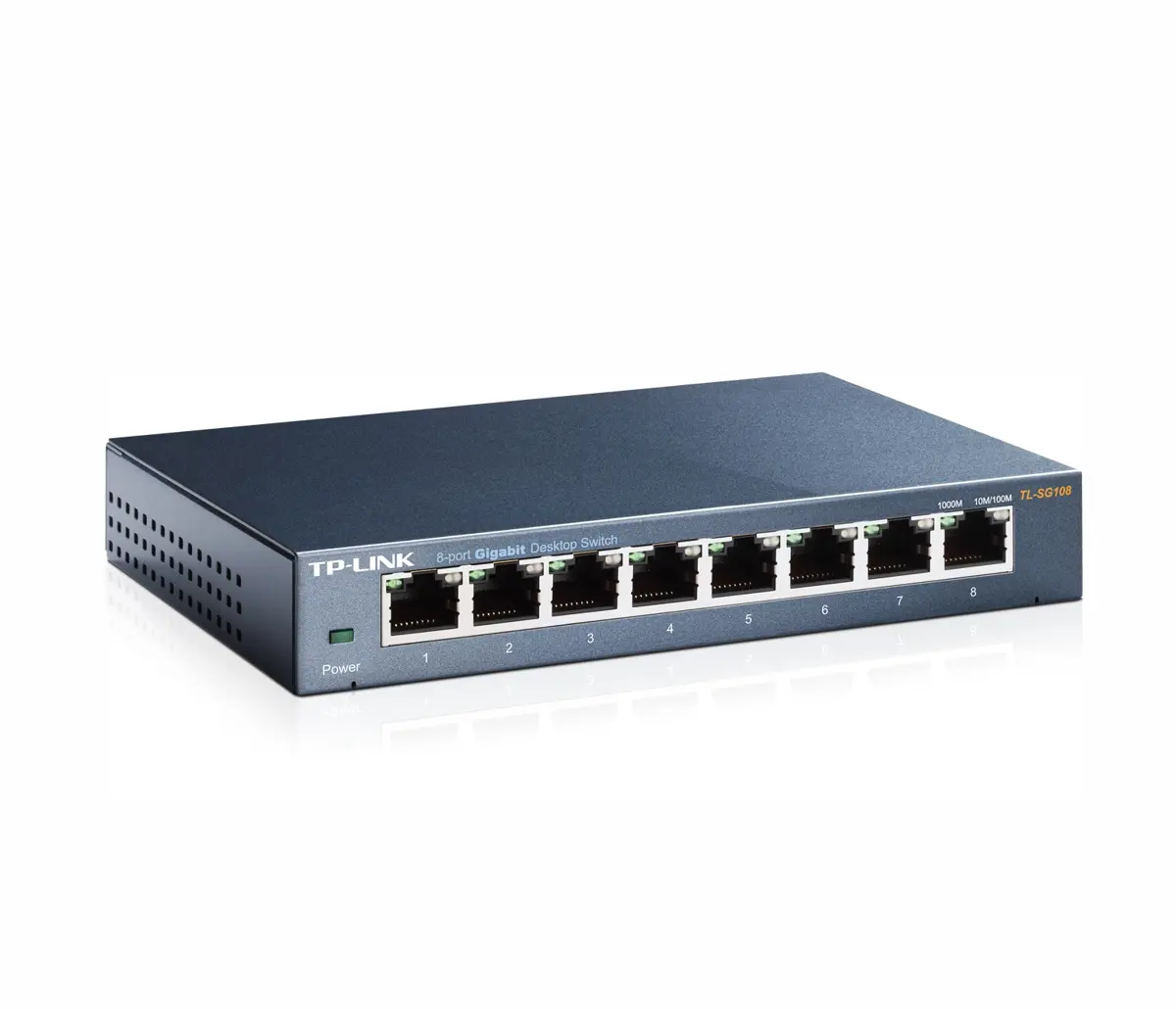 Switch TP-Link TL-SG108, 8-port Metal Gigabit Switch, 5 10/100/1000M RJ45 ports, supports GMP Snooping; IEEE 802.1p QoS; Plug and Play; metal case - image 1