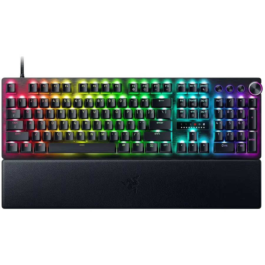 Huntsman V3 Pro - layout US, tastatură Gaming, Analog Optical Switch Gen-2, Razer Chroma RGB, suport magnetic ferm pentru încheietura mâinii din piele