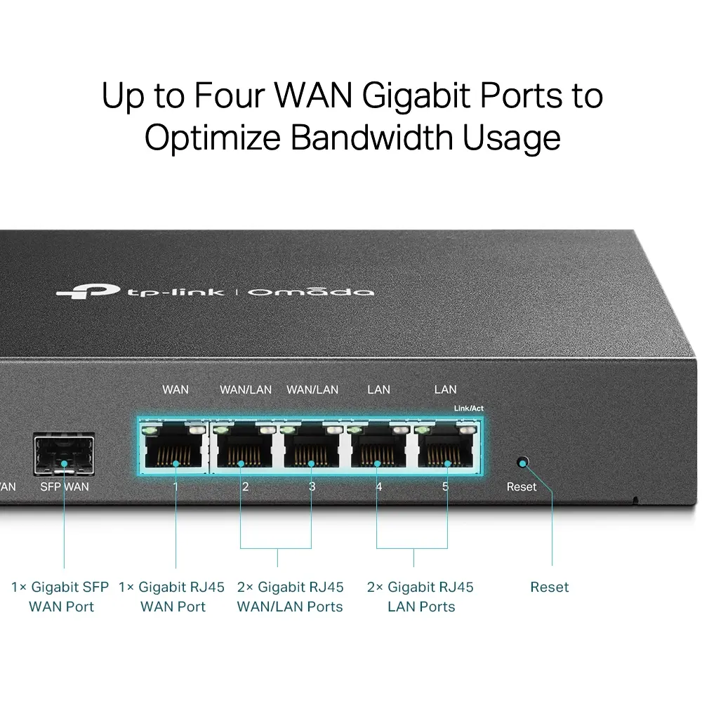 TP-Link ER7206 Omada Gigabit Multi-WAN VPN Router, 1× G SFP WAN Port, 1× G RJ45 WAN Port, 2× G WAN/LAN RJ45 Ports, 2× G RJ45 LAN port, 100 IPsec VPN Tunnels, 50 PPTP/L2TP VPN Tunnels, 50 OpenVPN Tunnels, 150000 Concurrent Sessions, Load Balance - image 5