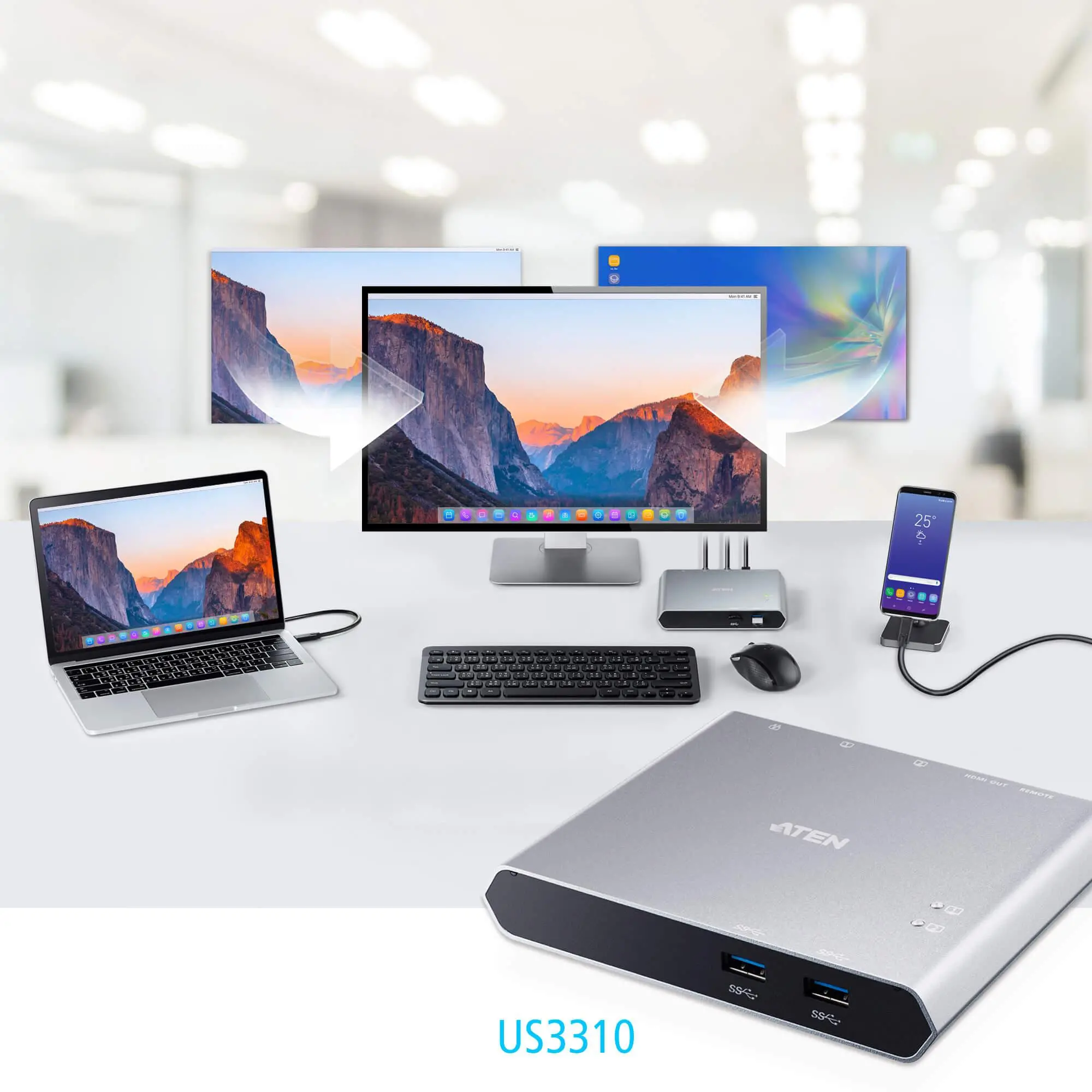Switch KVM, ATEN US3310, 2 porturi, 4K, HDMI, USB-C - image 3