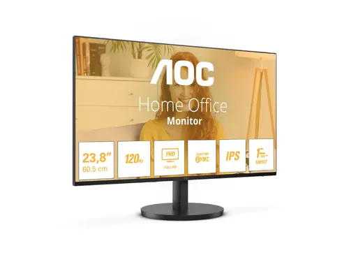 Monitor, AOC 24B3HA2, 23.8" IPS WLED, 1920x1080@120Hz, 4ms GtG, 1ms MPRT, 250cd m/2, 1300:1, 20M:1 DCR, Adaptive Sync, FlickerFree, Low Blue Mode - 6