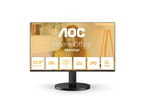 Οθόνη, AOC 24B3HA2, 23.8" IPS WLED, 1920x1080@120Hz, 4ms GtG, 1ms MPRT, 250cd m/2, 1300:1, 20M:1 DCR, Adaptive Sync, FlickerFree, Low Blue Mode, 2Wx2 - 1