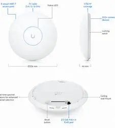 UBIQUITI U7-PRO Ceiling-mount WiFi 7 AP with 6 GHz support, 2.5 GbE uplink, and 9.3 Gbps over-the-air speed, 140 m² (1,500 ft²) coverage - image 2