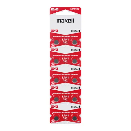 Бутонна микроалкална батерия LR41 /AG3/  10 бр./pack  цена за 1 бр.  MAXELL - image 2