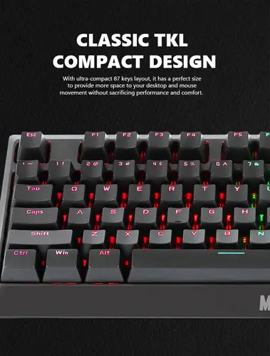 Marvo механична геймърска клавиатура Gaming Mechanical keyboard KG953G - Blue switches, 87 keys TKL, RGB - image 6