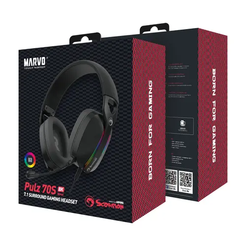 Marvo Căști gaming Gaming Headphones Pulz 70S - 7.1 RGB - MARVO-HG9086-BK - 6