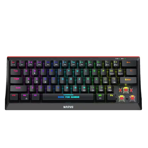 Marvo геймърска клавиатура Gaming Mechanical keyboard 61 keys TKL - KG962G - RED switches, RGB - image 2
