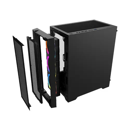 1stPlayer κουτί Case mATX - TRILOBITE T4 Mesh Black - 5