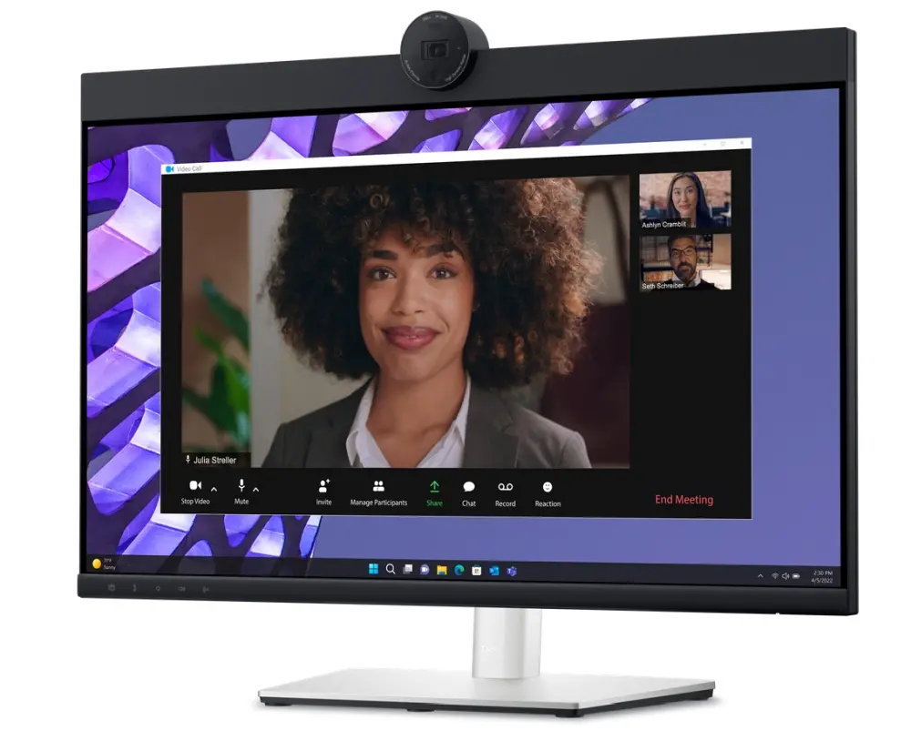 Монитор, Dell P2424HEB, 23.8" Video Conferencing, FullHD (1920x1080) AG, IPS, 16:9, 5ms, 1000:1, 250 cd/m2,  99% sRGB, HDMI, DP, USB-C, USB 3.2 hub, RJ45, 1x 4MP RGB + IR 2K camera, 2x digital mic, 2x 5W speaker, Height Adj, Pivot, Swivel, Tilt, Black - image 1
