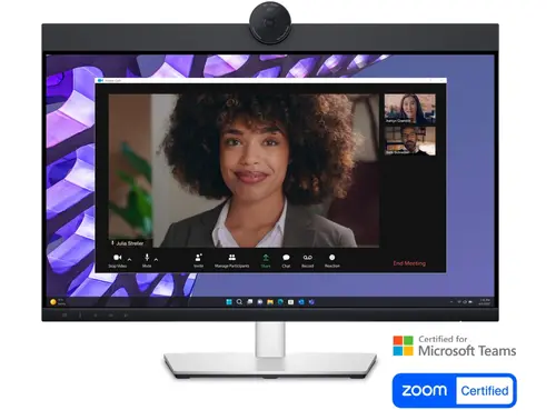 Монитор, Dell P2424HEB, 23.8" Video Conferencing, FullHD (1920x1080) AG, IPS, 16:9, 5ms, 1000:1, 250 cd/m2, 99% sRGB, HDMI, DP, USB-C, USB 3.2 hub, RJ45, 1x 4MP RGB + IR 2K camera, 2x digital mic, 2x 5W speaker, Height Adj, Pivot, Swivel, Tilt, Black