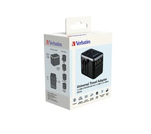 Адаптер, Verbatim UTA-04 Universal Travel Adapter with 1 x USB-C PD 61W & QC 3.0 / 1 x USB-C / 3 x USB-A - image 9