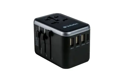 Адаптер, Verbatim UTA-04 Universal Travel Adapter with 1 x USB-C PD 61W & QC 3.0 / 1 x USB-C / 3 x USB-A