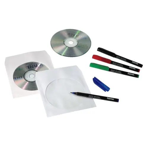 Хартиени пликчета 1 бр. CD-та, 50 бр в пакет HAMA, бял - image 1