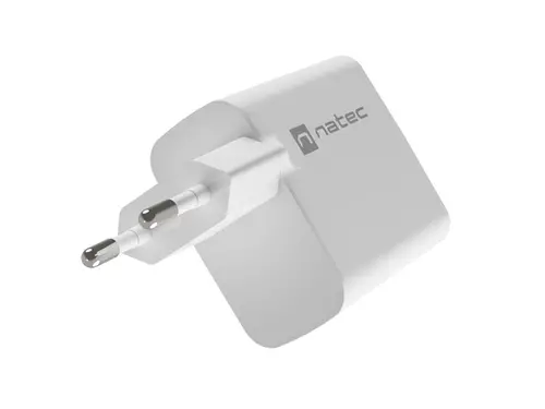 Адаптер, Natec USB Charger  Ribera Gan 1X USB-A + 1X USB-C 65W, White - image 2