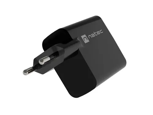 Адаптер, Natec USB Charger  Ribera Gan 1X USB-A + 1X USB-C 65W, Black - image 3