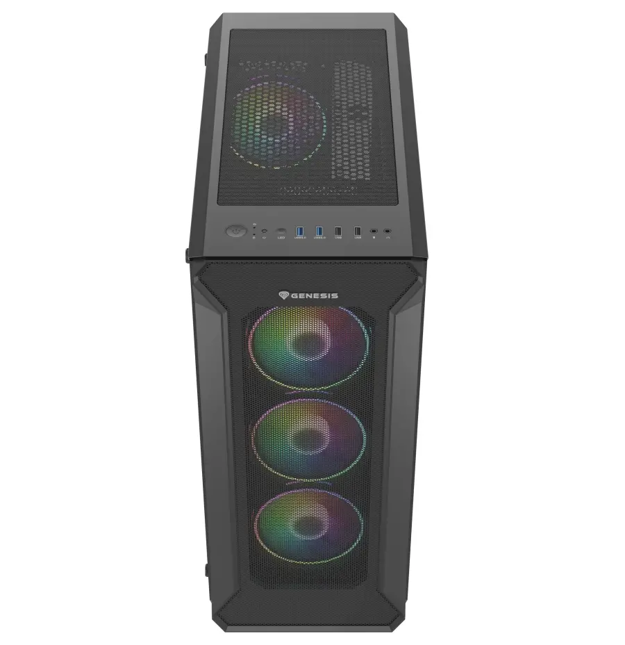 Кутия за компютър, Genesis Gaming PC Case IRID 505 ARGB V2 Midi Tower Window Black - image 2