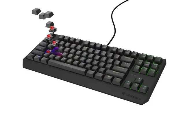 Клавиатура, Genesis Gaming Keyboard Thor 230 TKL US RGB Mechanical Outemu Red Black Hot Swap - image 3