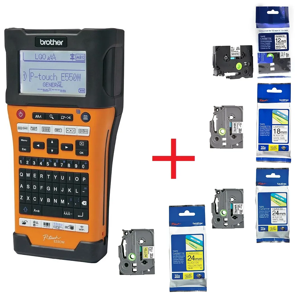 Етикираща система, Brother PT-E550WSP Handheld Industrial Labelling system + 1x TZEFX231, TZE241, TZE251, TZE651 - image 2