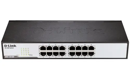 Комутатор, D-Link 16-Port 10/100Mbps Fast Ethernet Unmanaged Switch, rack mountable