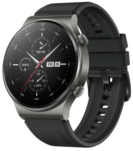 Часовник, Huawei WATCH GT2 Pro Sport 46.7mm, Vidar-B19S, 1,39" AMOLED 454 x 454 HD, 4GB, Bluetooth 5.1, GPS, 5ATM, Black Fluoroelastomer Strap - image 1