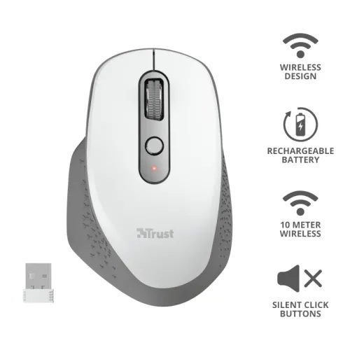 Мишка, TRUST Ozaa Wireless Rechargeable Mouse White - image 6