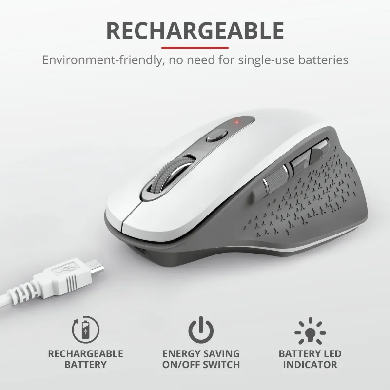 Мишка, TRUST Ozaa Wireless Rechargeable Mouse White - image 8