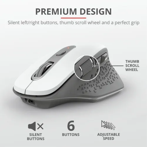Мишка, TRUST Ozaa Wireless Rechargeable Mouse White - image 9