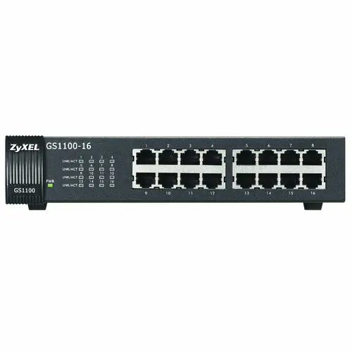 Комутатор, ZyXEL GS1100-16 v3 16-port Gigabit Unmanaged Switch - image 1