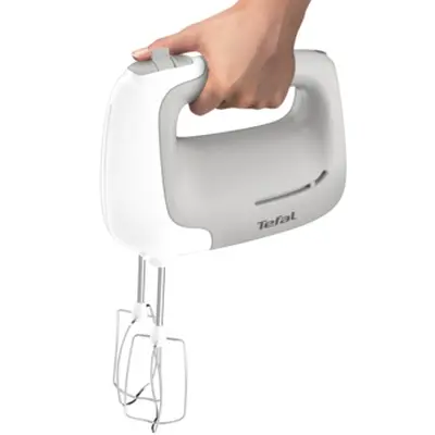 Mixer, Tefal HT450B38, PrepMix 450W, 2 tel de baterea din oțel inoxidabil, 2 cârlige de aluat din oțel inoxidabil, 5 viteze + turbo - 8