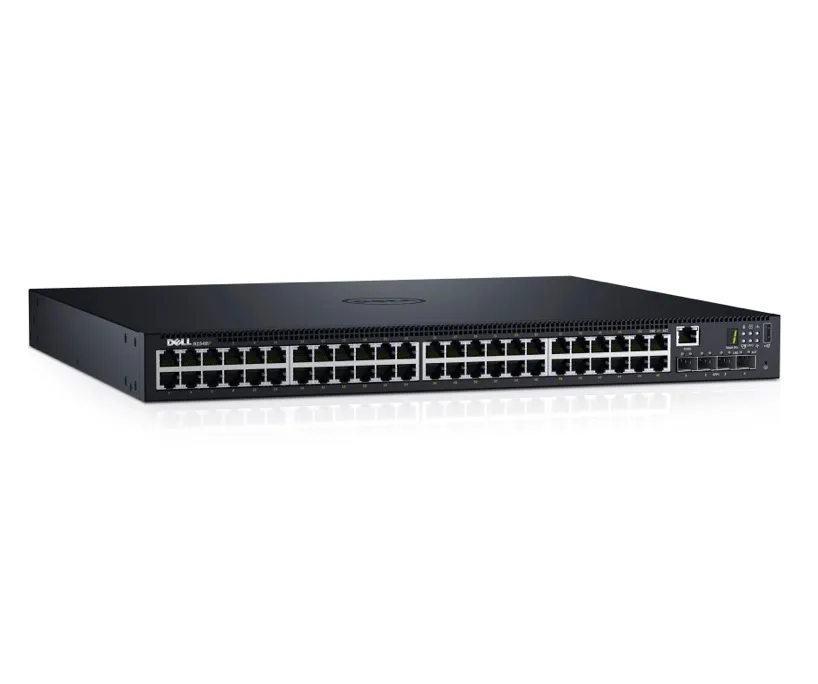 Комутатор, Dell Networking N1548P, PoE+, 48x 1GbE + 4x 10GbE SFP+ fixed ports, Stacking, IO to PSU airflow, AC