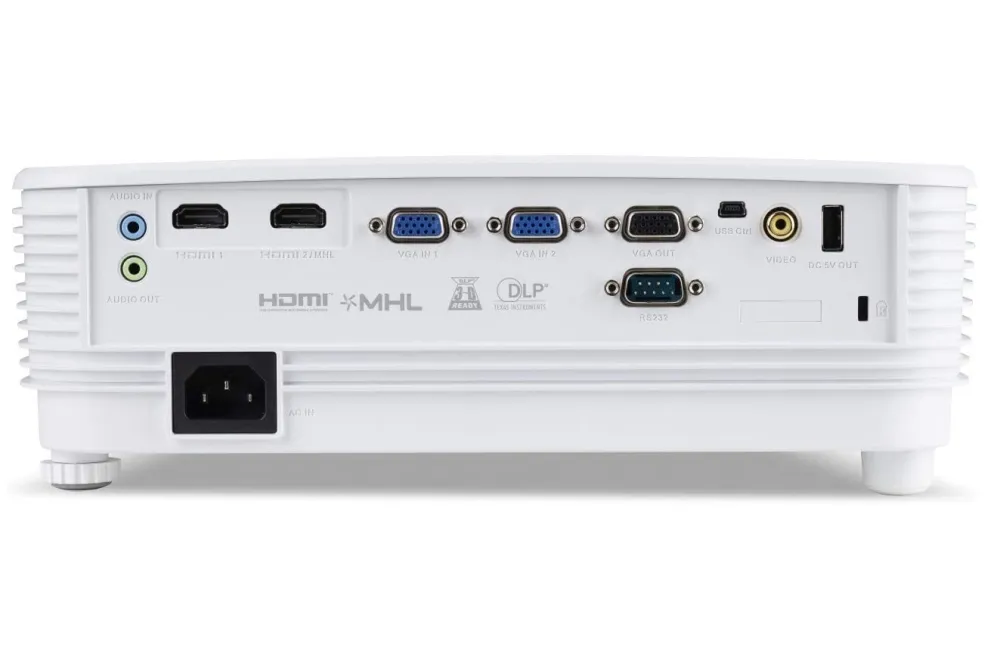 Мултимедиен проектор, Acer Projector P1155, DLP, SVGA(800x600), 4000 ANSI Lumens, 20000:1, 1.1x, 3D ready, VGA x2, HDMI, HDMI/MHL, RCA, Audio in/out, VGA out, USB type A (5V/1A), Speaker 1x3W, RS232, USB mini-B, Lamp life up to 15000h, Auto Keystone, Bag, 2.4kg, White - image 4