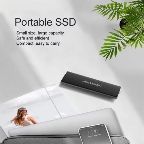 Твърд диск, HikVision 256GB Portable SSD, USB 3.1, type C, R/W speed: 450/400 MB/s - image 1