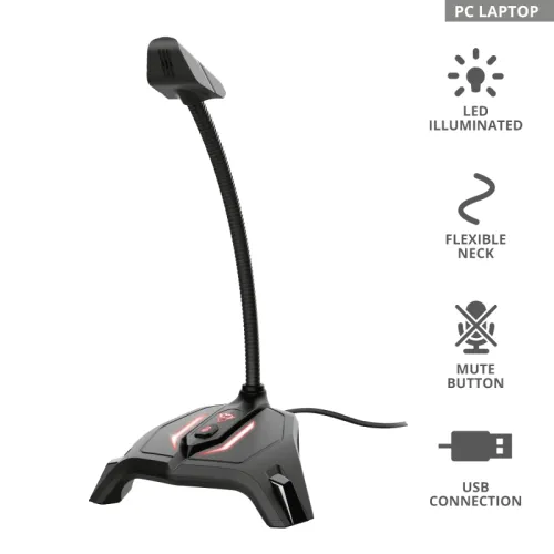 Микрофон, TRUST GXT 215 Zabi LED USB Gaming Microphone - image 3