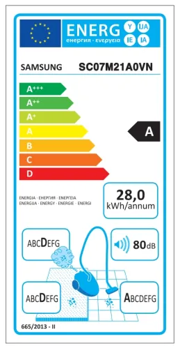 Прахосмукачка, Samsung VC07M21A0VN/GE, Vacuum Cleaner, Power 700W, Suction Power 180W, noise 80 dB, Bagless Type, Dust Capacity 1.5 l, Green-Blue - image 13