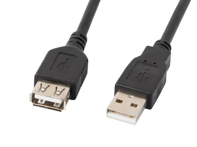 Кабел, Lanberg extension cable USB 2.0 AM-AF, 1.8m, black