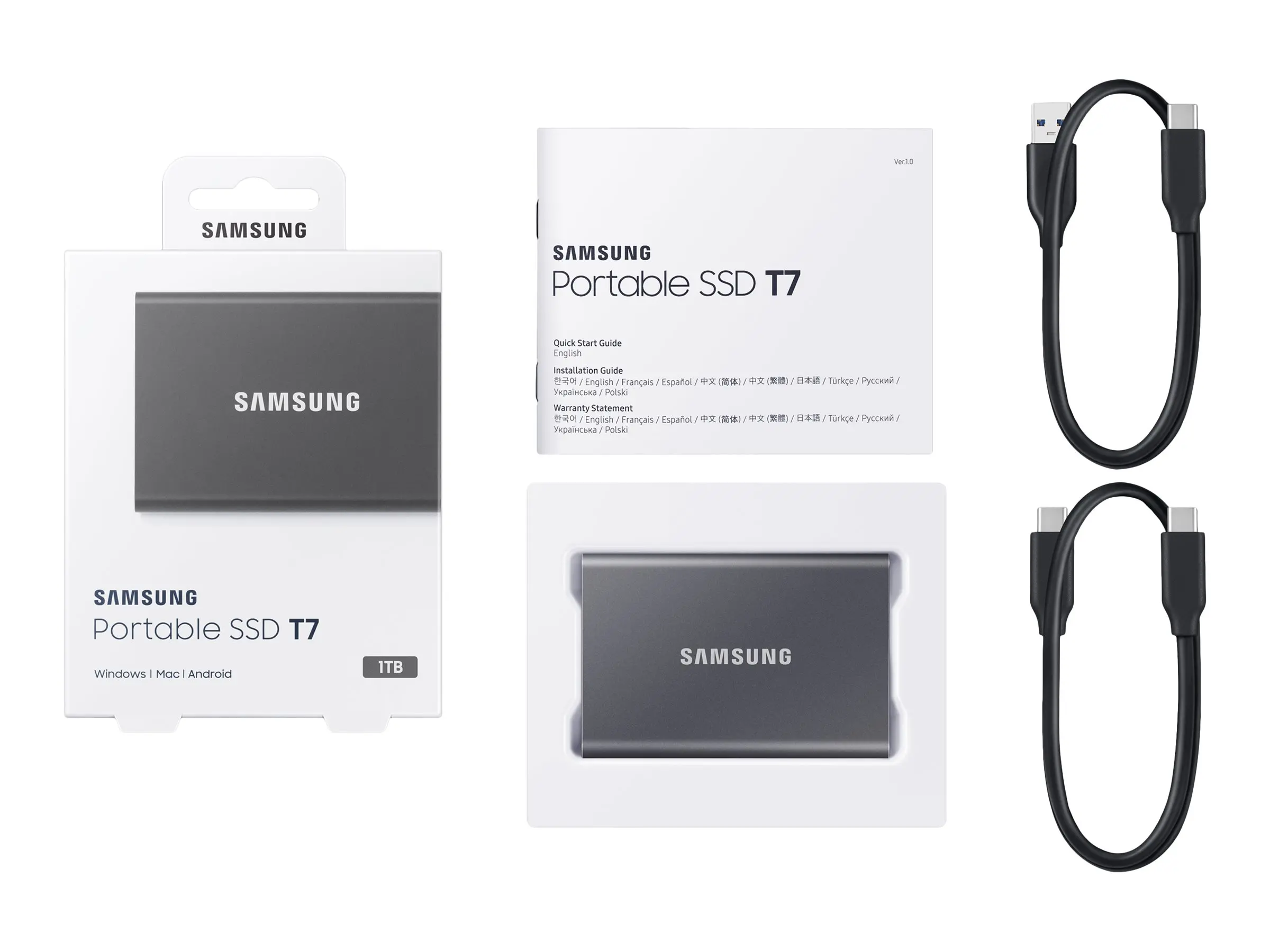 Hard disk, Samsung Portable SSD T7 1TB, USB 3.2, Citire 1050 MB/s Scriere 1000 MB/s, Titan Gray - image 3