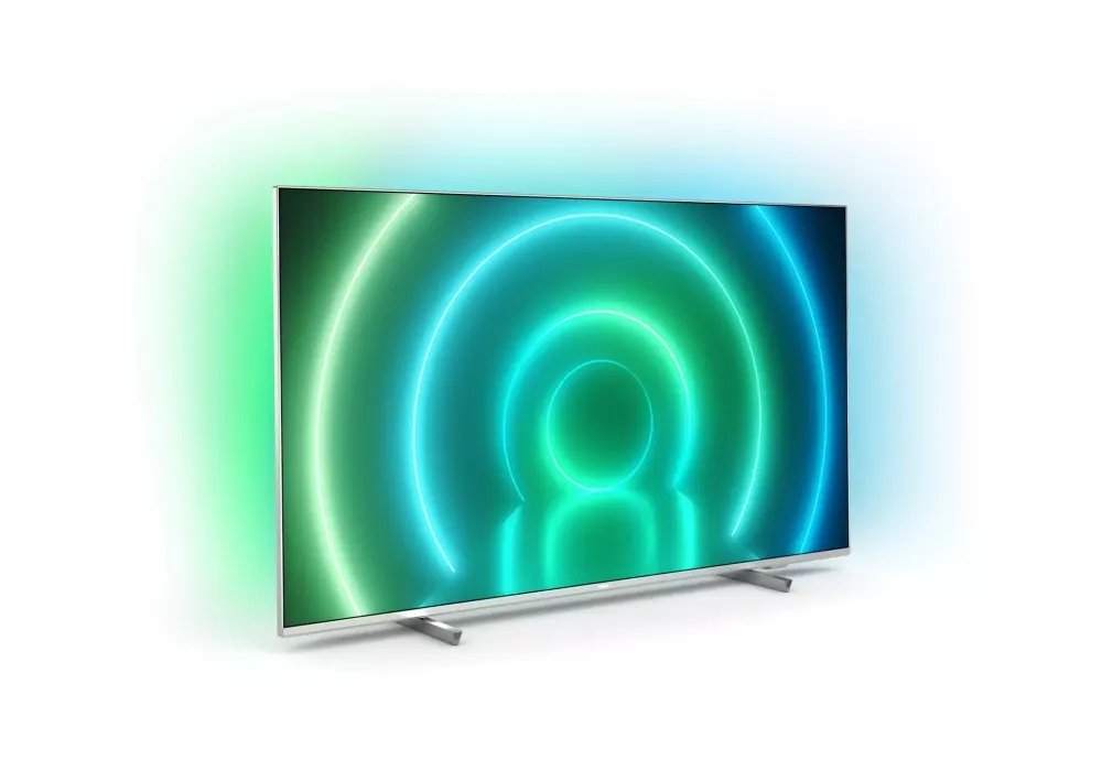 Телевизор, Philips 50PUS7956/12, 50" UHD 4K LED 3840x2160, DVB-T2/C/S2, Ambilight 3, HDR10+, HLG, Android 10, Dolby Vision, Dolby Atmos, Quad Core Pixel Plus Ultra HD, 60Hz, BT 5.0, HDMI 2.1 VRR, ARC, USB, Cl+, 802.11n, Lan, 20W RMS, Borderless design, Silver - image 2